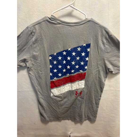 Under Armour Freedom Gray T-Shirt XL Cotton Blend Patriotic USA Flag Graphic Men - Picture 8 of 9